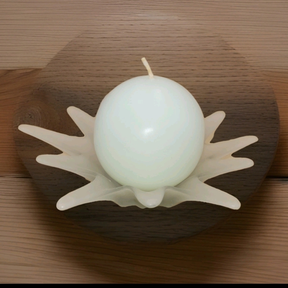 Partylite‎ Glass Candle Holder Splash Sunburst Frosted  White Ball Mexico - Picture 1 of 5